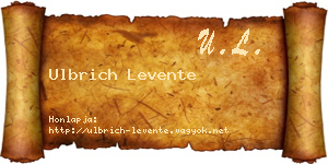 Ulbrich Levente névjegykártya